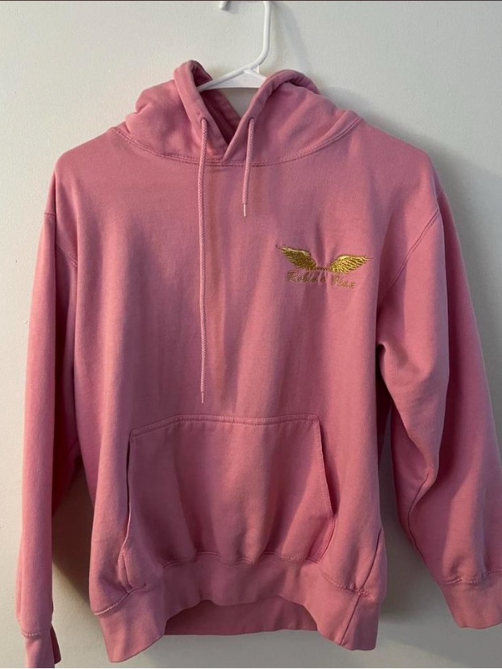 Robin's Jean Pink Hoodie with Gold Wing Logo